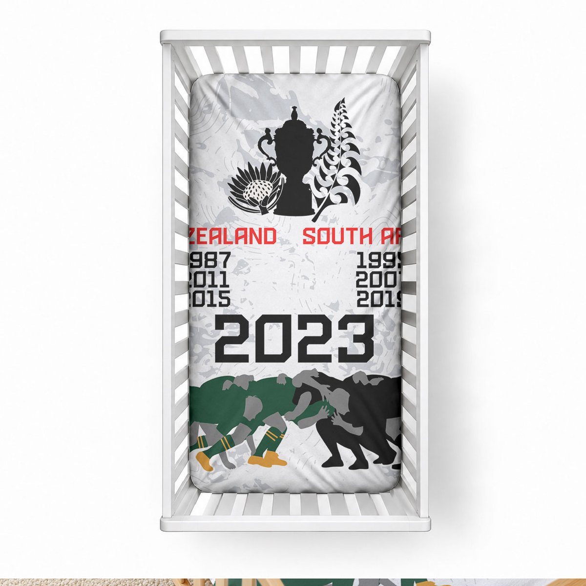 New Zealand South Africa Rugby Baby Bed Cover History Commemorative World Cup Winners Unique