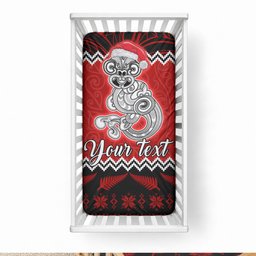 Personalised New Zealand Christmas Baby Bed Cover Maori Tiki Meri Kirihimete