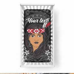 New Zealand Custom Women's Day Baby Bed Cover Maori Girl Feathers of Hope - Black