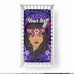 New Zealand Custom Women's Day Baby Bed Cover Maori Girl Feathers of Hope - Purple