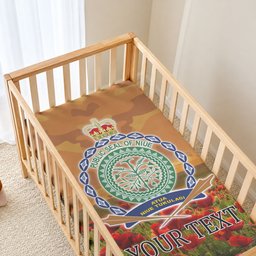 Niue ANZAC Day Personalised Baby Bed Cover with Poppy Field