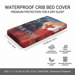 Tonga ANZAC Day Personalised Baby Bed Cover Soldier Te Tau Manatui Kinautolu with Poppy Field