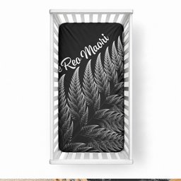 New Zealand Te Reo Māori Baby Bed Cover Simple Black Fern