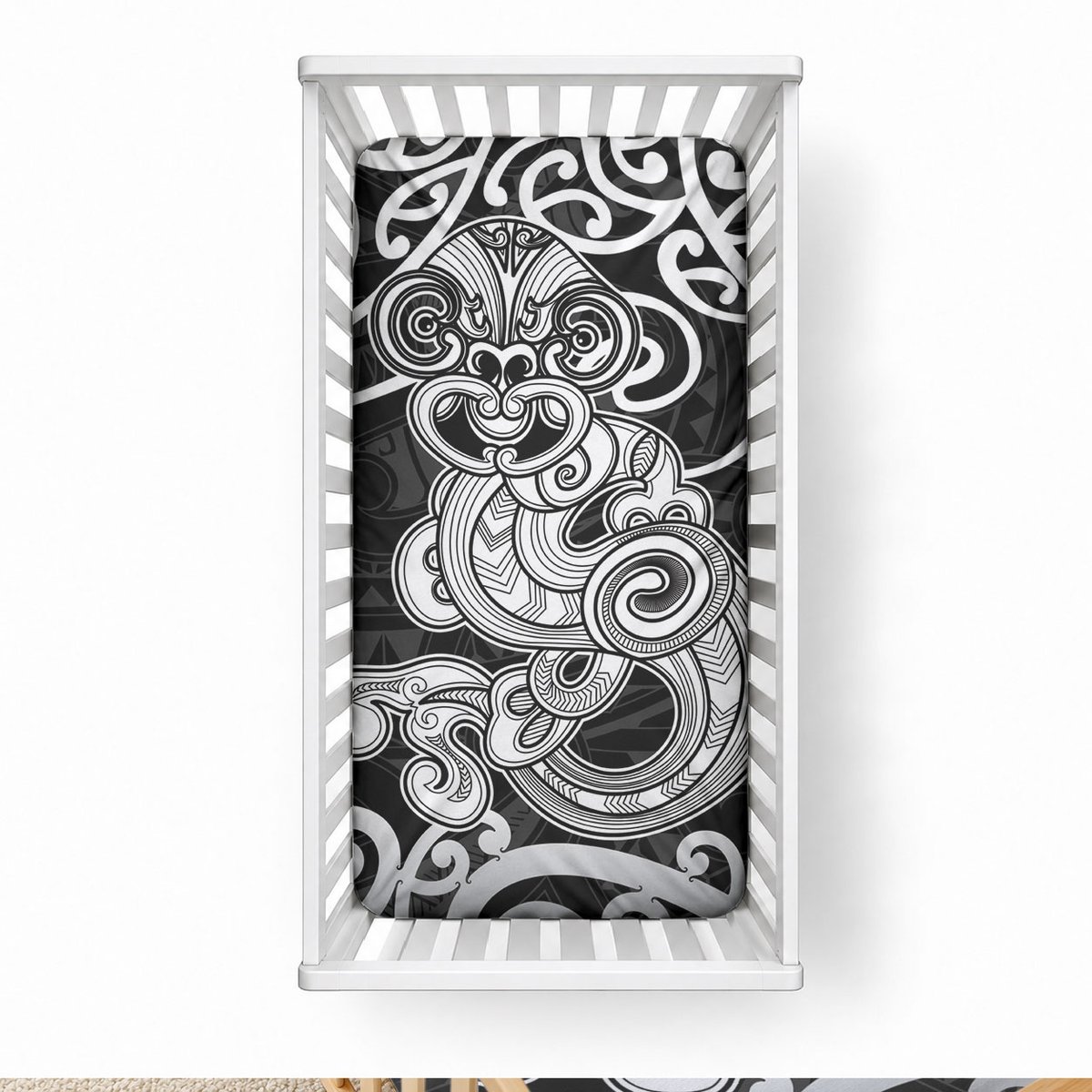 Te Reo Maori Tiki Inspired Art Baby Bed Cover