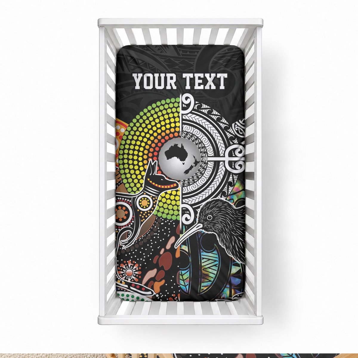 Personalised New Zealand and Australia Baby Bed Cover Maori Mix Aboriginal Art Style