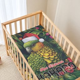 Meri Kirihimete Kakapo Baby Bed Cover New Zealand Christmas with Tropical Vibe