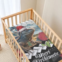 Meri Kirihimete Tuatara Baby Bed Cover New Zealand Fern with Puhutukawa Flowers