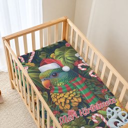 Meri Kirihimete Kakapo Santa Baby Bed Cover Merry Christmas with Tropical Vibe