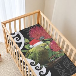 New Zealand Kakapo Christmas Baby Bed Cover Meri Kirihimete Pohutukawa Flowers