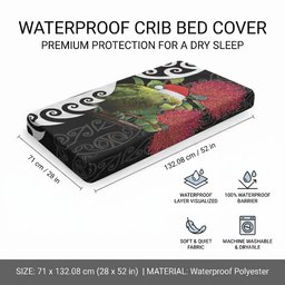 New Zealand Kakapo Christmas Baby Bed Cover Meri Kirihimete Pohutukawa Flowers