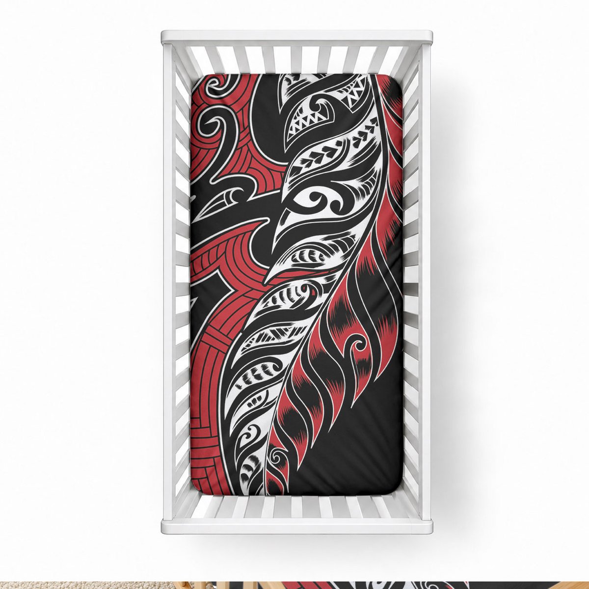 Koru Fern New Zealand Baby Bed Cover Maori Tribal Pattern