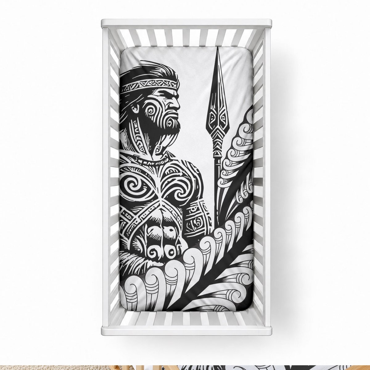 Koru Fern New Zealand Maori Tribal Warrior Baby Bed Cover