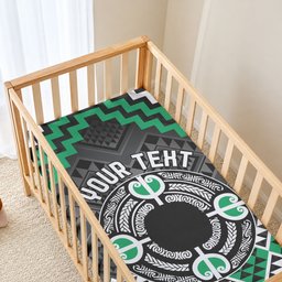 Personalised Aotearoa Niho Taniwha Motif Baby Bed Cover Green Style