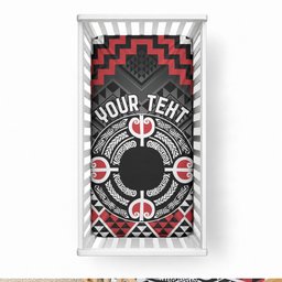 Personalised Aotearoa Niho Taniwha Motif Baby Bed Cover Red Style