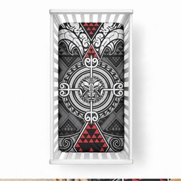 Black Aotearoa Taniko Motif Baby Bed Cover Vintage Maori New Zealand Tribal Art Pattern