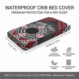 Personalised Aotearoa Niho Taniwha Motif Baby Bed Cover Red Style