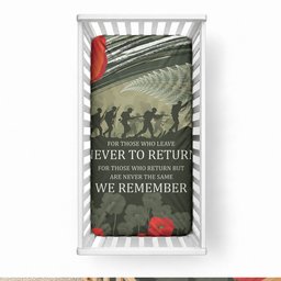 ANZAC Day We Remember Baby Bed Cover Maori Silver Fern Camouflage Motif