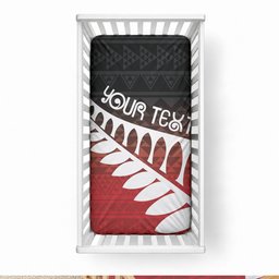 Red Silver Fern Spirit Taniko Tukutuku Personalised Baby Bed Cover