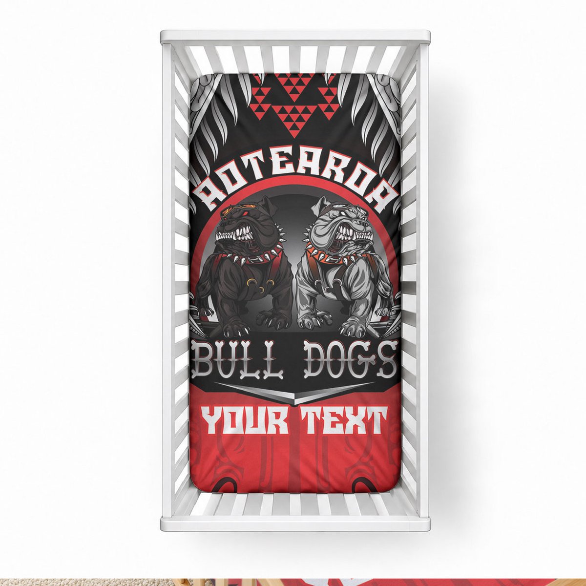 Aotearoa Bulldog Personalised Baby Bed Cover Maori Kowhaiwhai Motif