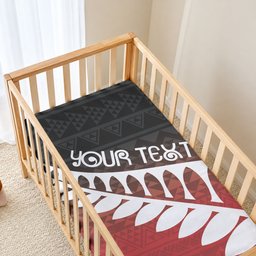 Red Silver Fern Spirit Taniko Tukutuku Personalised Baby Bed Cover