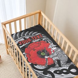 ANZAC Day Aotearoa Silver Fern Maori Personalised Baby Bed Cover