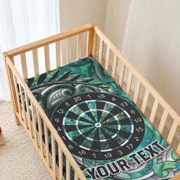 New Zealand Darts Personalised Baby Bed Cover Aotearoa Silver Fern Green Papua Shell Spirit