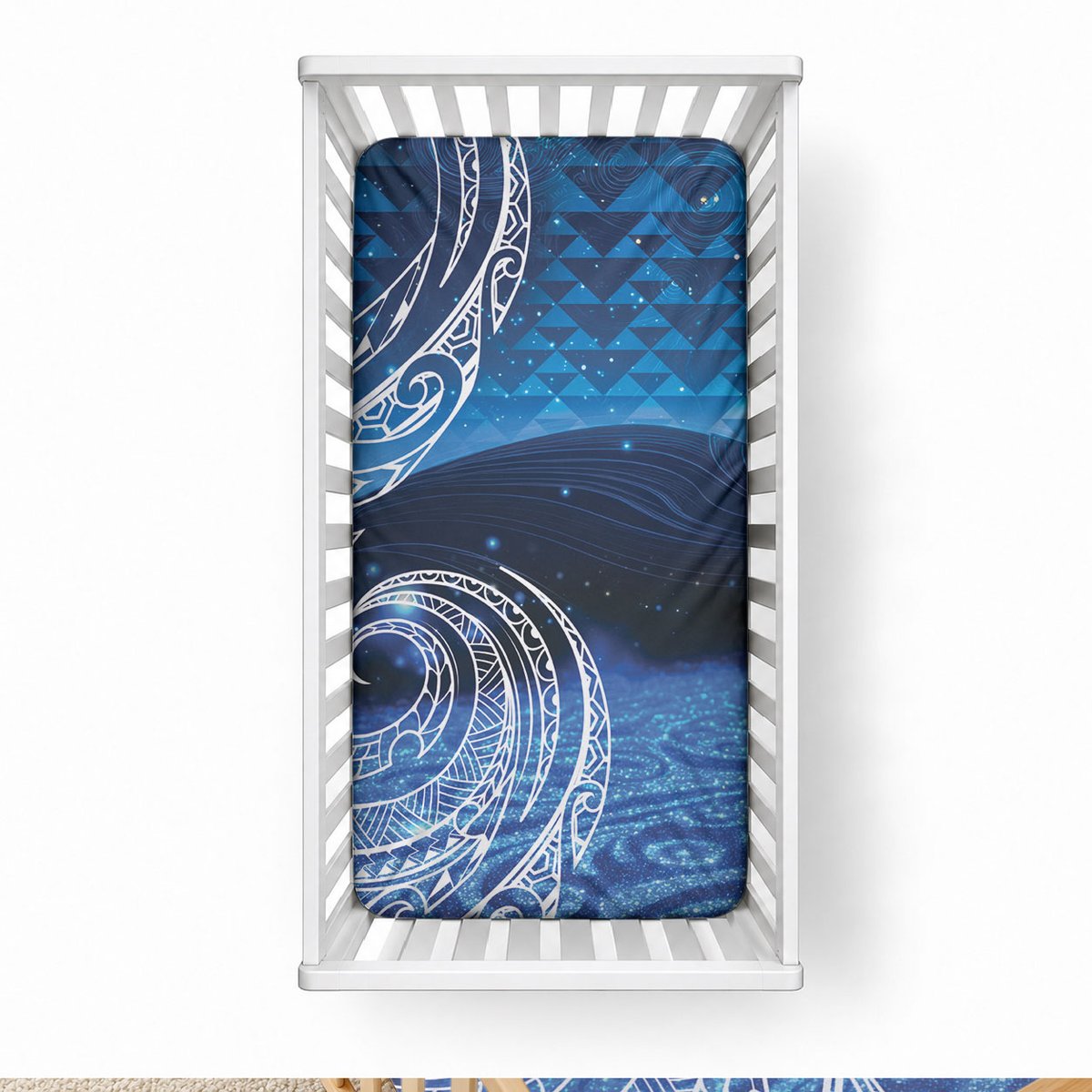 New Zealand Matariki Baby Bed Cover Taniko Aramoana With Koru Galaxy Sky Night