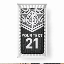 New Zealand Black Fern Custom Baby Bed Cover Maori Tukutuku Black-white Motif