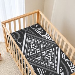 New Zealand Maori Taniko Baby Bed Cover Black Kowhaiwhai Puhoro