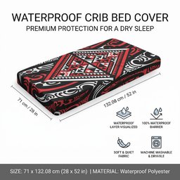 New Zealand Maori Taniko Baby Bed Cover Red Kowhaiwhai Puhoro