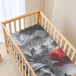 Black ANZAC Personalised The Battle of Lone Pine Baby Bed Cover Kiwi-Kangaroo Soldier Lest We Forget