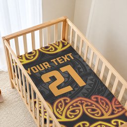 New Zealand Maori Rugby Pacific Custom Baby Bed Cover Rangatira Maori Kowhaiwhai Pattern