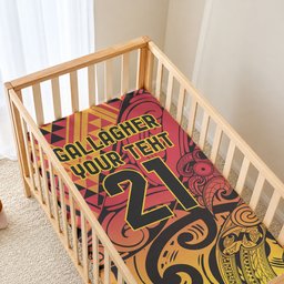 New Zealand Rangatira Custom Baby Bed Cover Red and Gold Niho Taniwha Maori Tribal