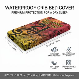 New Zealand Rangatira Custom Baby Bed Cover Red and Gold Niho Taniwha Maori Tribal
