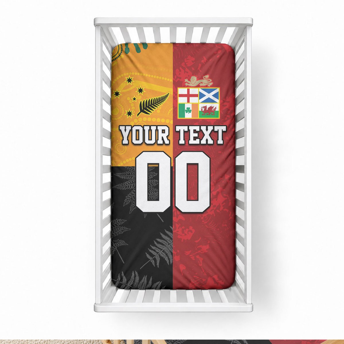 Custom British Lions-AUNZ Baby Bed Cover Australia-New Zealand Indigenous Motif