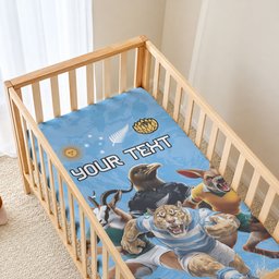 Custom Rugby Southern Hemisphere Baby Bed Cover Argentina AUNZ South Africa Mascot Blue