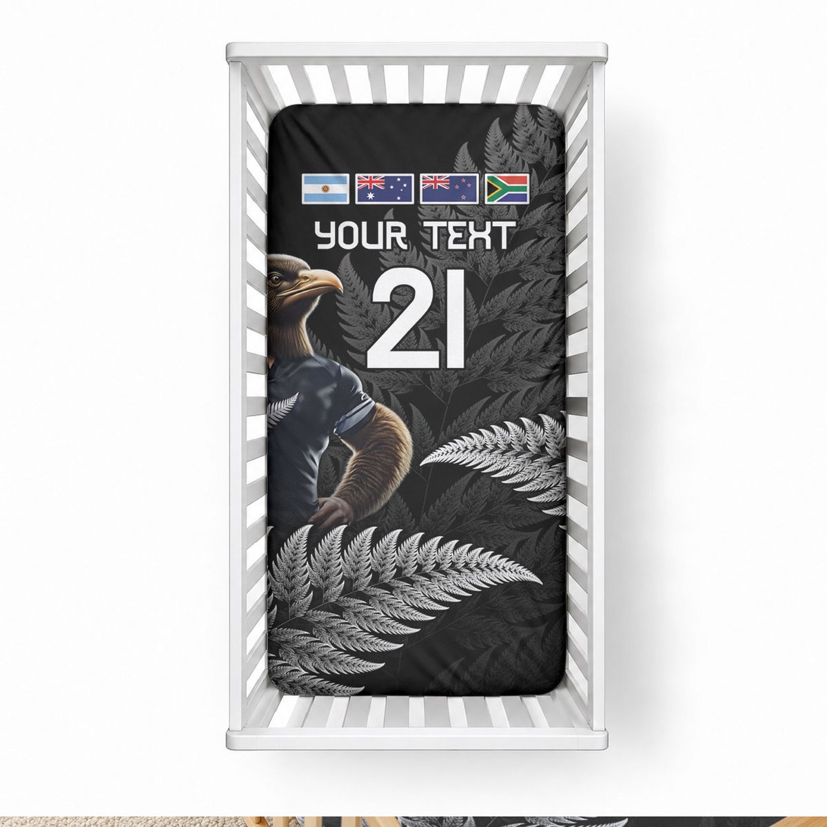New Zealand Maori Rugby Custom Baby Bed Cover Glory Be To Black Silver-fern