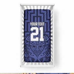 Custom Basketball New Zealand Baby Bed Cover Blue Maori Ta Moko Indigenous