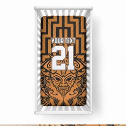 Custom Basketball New Zealand Baby Bed Cover Gold Maori Ta Moko Indigenous