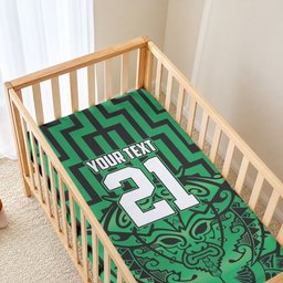 Custom Basketball New Zealand Baby Bed Cover Green Maori Ta Moko Indigenous