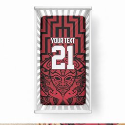 Custom Basketball New Zealand Baby Bed Cover Red Maori Ta Moko Indigenous