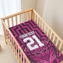 Custom Basketball New Zealand Baby Bed Cover Pink Maori Ta Moko Indigenous