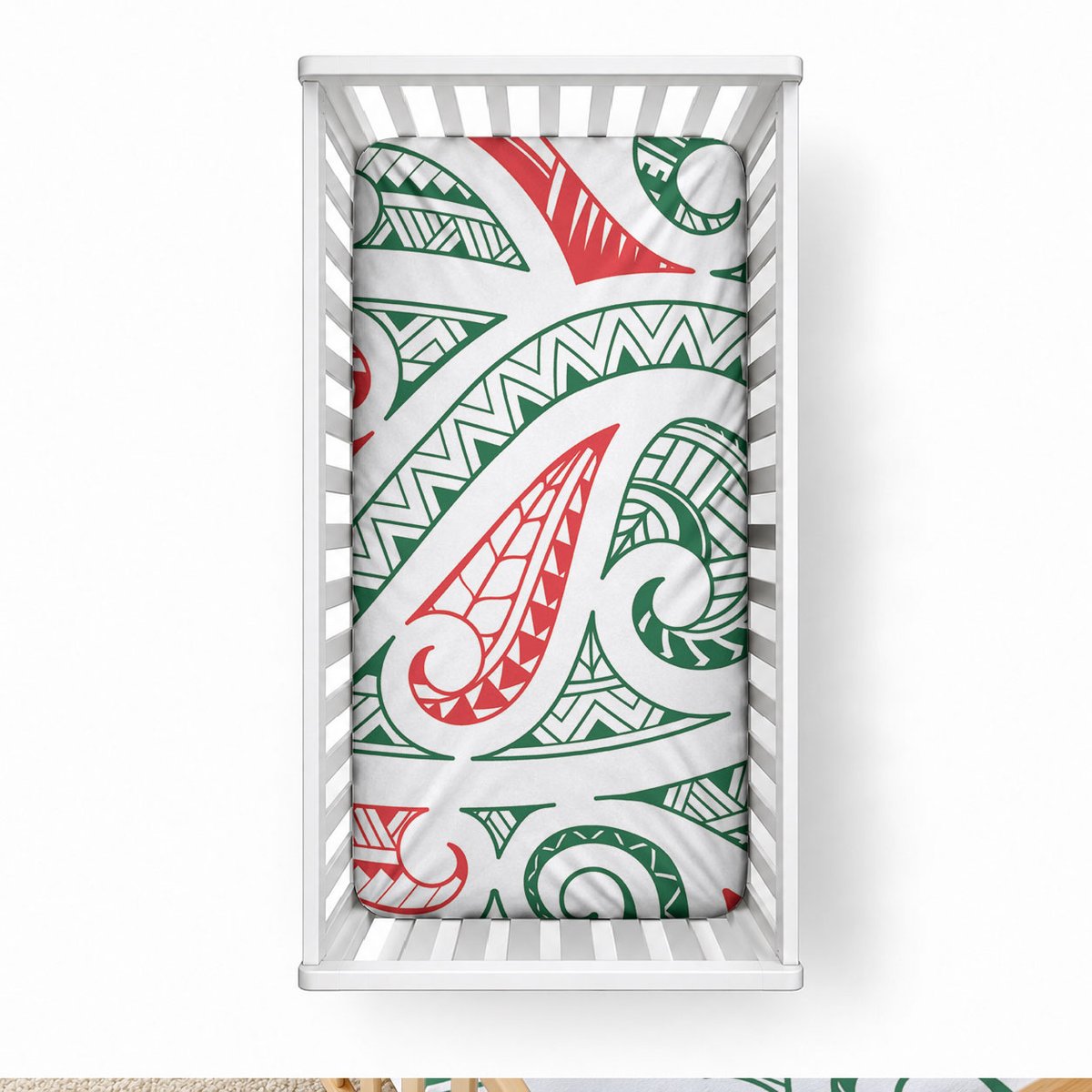New Zealand Kowhaiwhai Christmas Baby Bed Cover Traditional Maori Koru Pattern