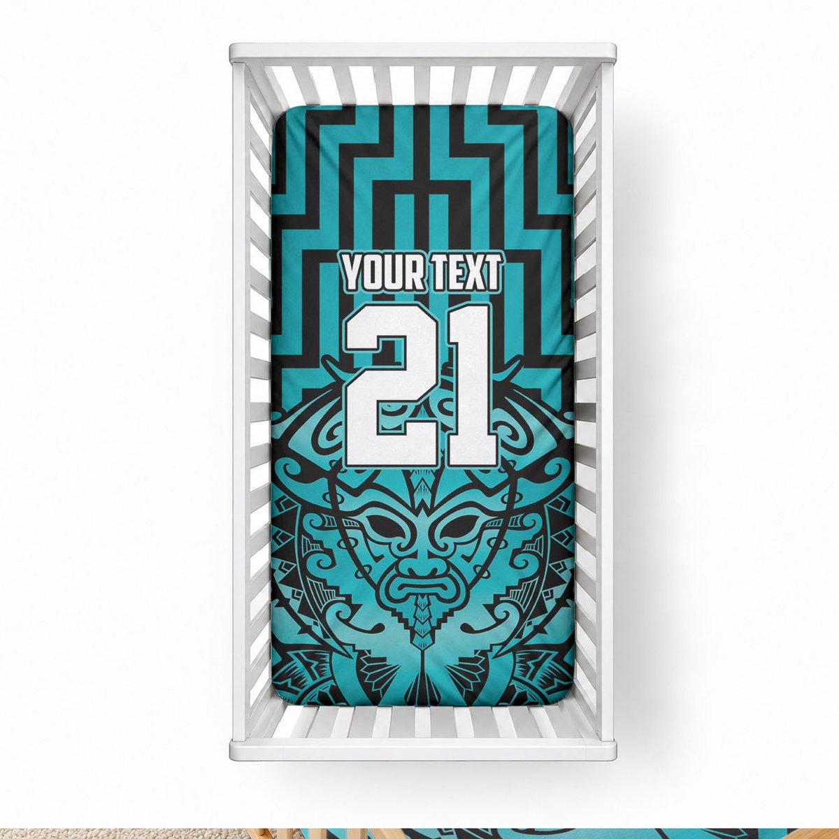 Custom Basketball New Zealand Baby Bed Cover Teal Maori Ta Moko Indigenous