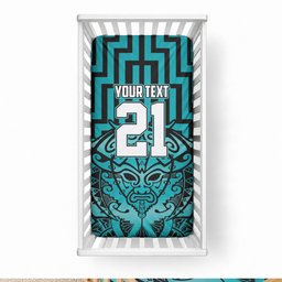 Custom Basketball New Zealand Baby Bed Cover Teal Maori Ta Moko Indigenous