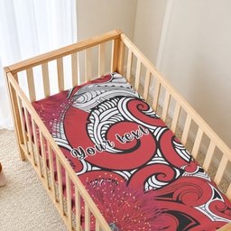 Personalised New Zealand Koru Pohutukawa Baby Bed Cover Meri Kirihimete Aroha for Christmas