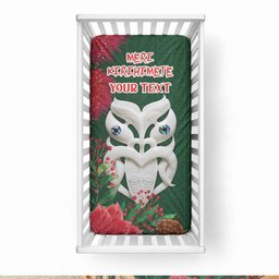 Maori Wheku Meri Kirihimete Personalised Baby Bed Cover All Green Indigenous Maori Motif