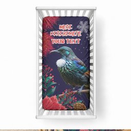 Tui Meri Kirihimete Personalised Baby Bed Cover Pohutukawa Flowers Blue Motif