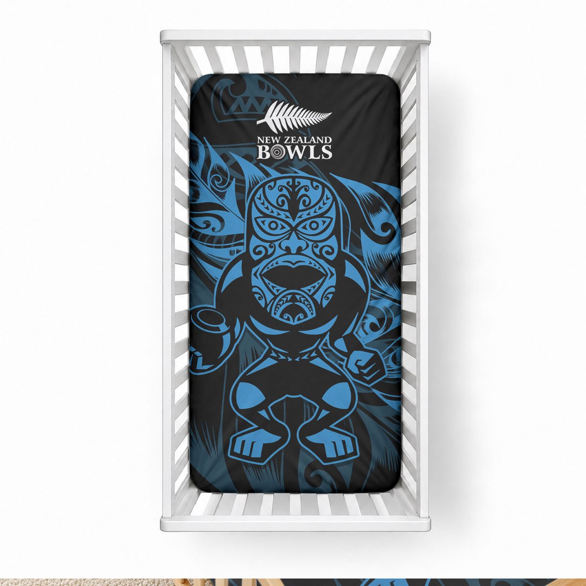 New Zealand Lawn Bowls Baby Bed Cover Blue Maori Warrior Tribal Silver Fern