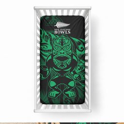 New Zealand Lawn Bowls Baby Bed Cover Green Maori Warrior Tribal Silver Fern